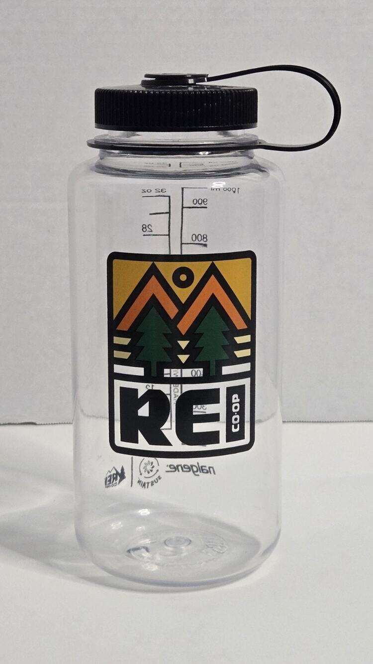 NALGENE REI 32 fl oz Clear Plastic Wide Mouth Water Bottle Made In USA